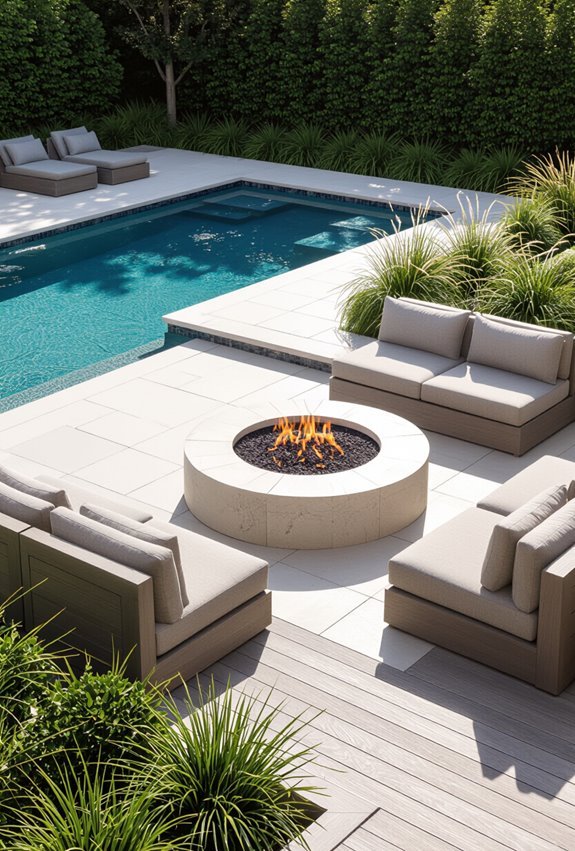 poolside fire pit evenings
