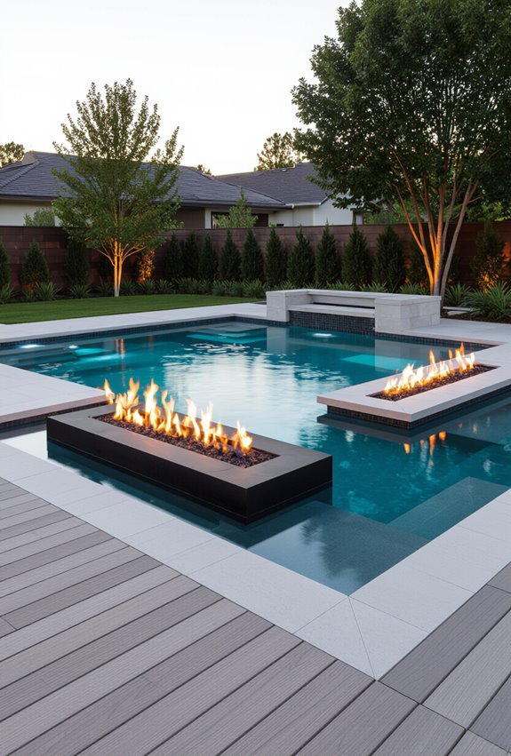 poolside firelit dramatic ambiance