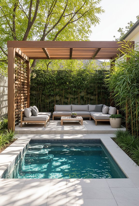 poolside pergola with curtains