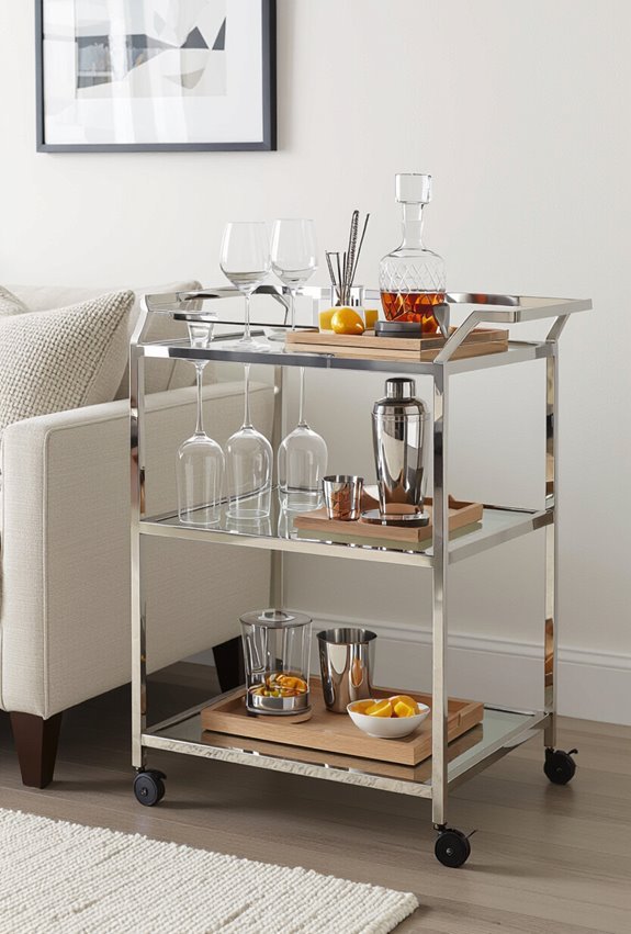 portable bar cart serving station