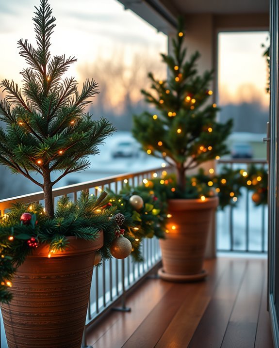 potted christmas tree decorations