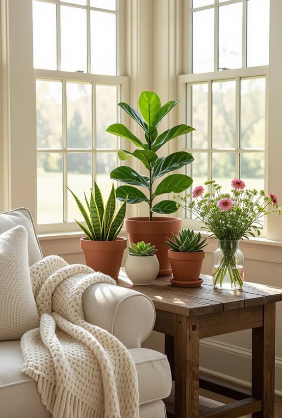 potted plants and blooms