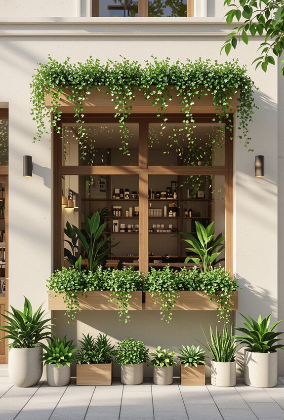potted plants and window boxes