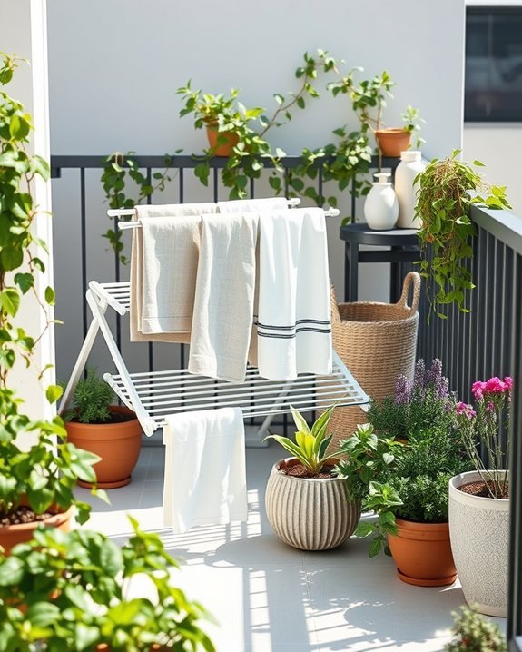 potted plants enhance laundry space