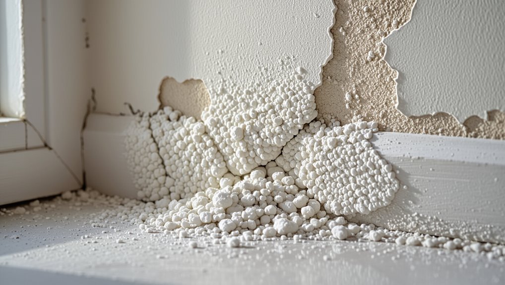 powdery white wall deposits