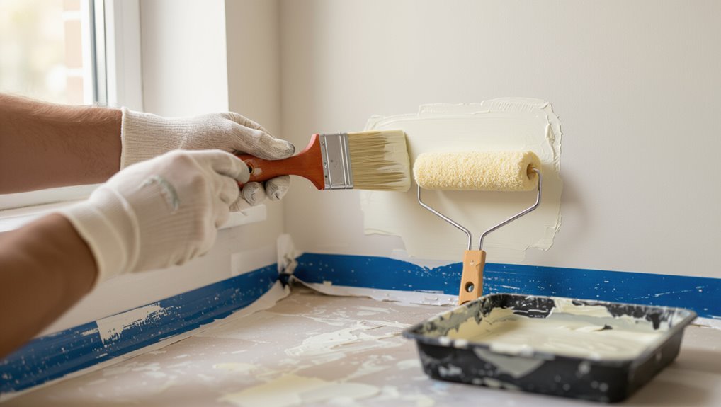 prepping taping testing painting