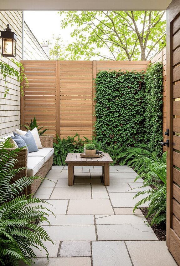 privacy focused compact flagstone patio