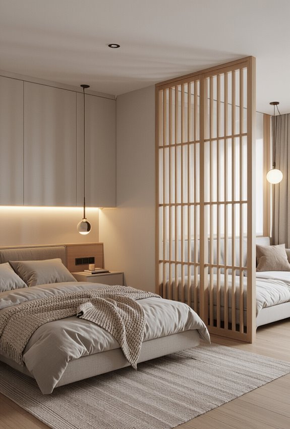 privacy screened living sleeping zones
