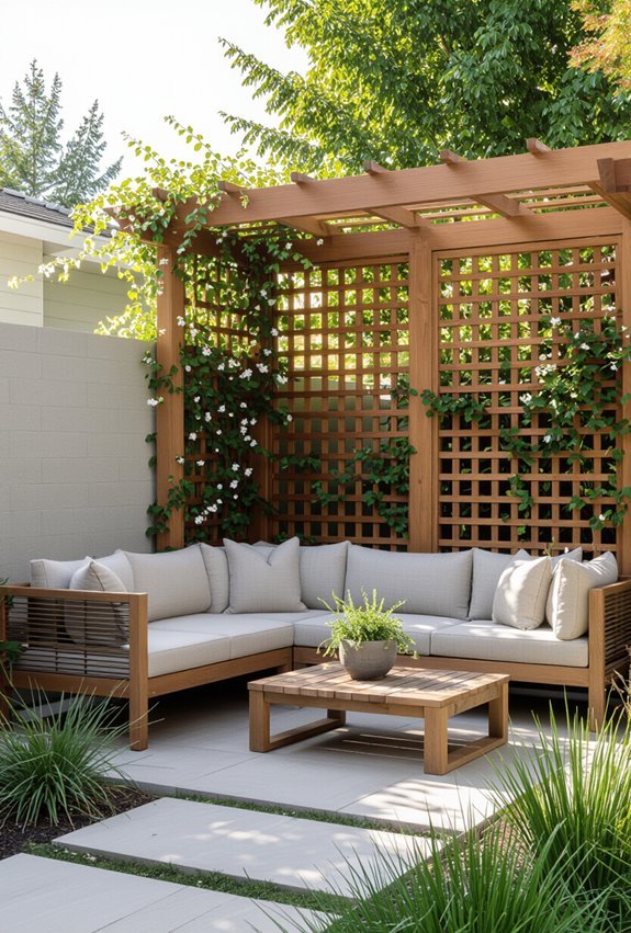privacy screens with trellises