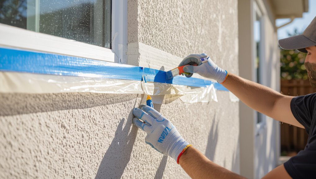 protect surfaces before stucco