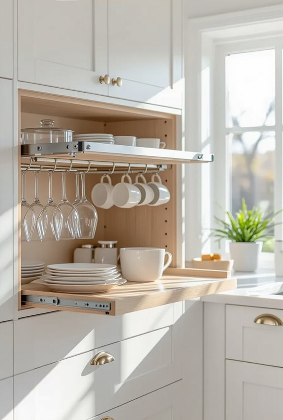 pull down cabinet accessibility rods