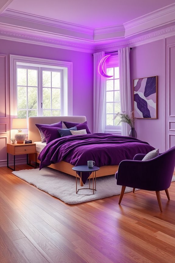 purple neon bedroom decor