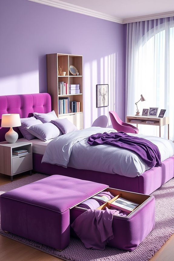 purple storage solutions stylishly organized