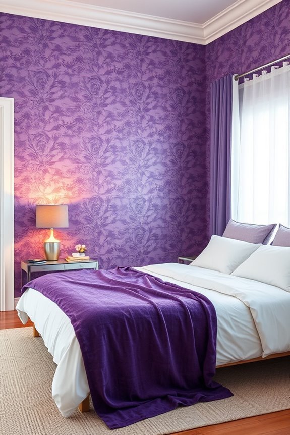 purple wallpaper accent wall