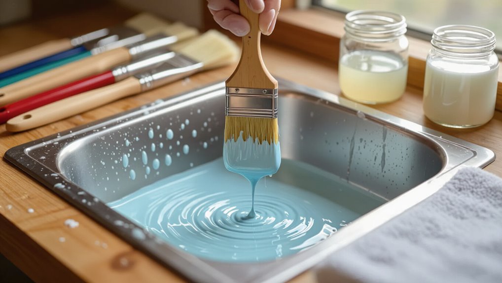 quickly clean latex brushes