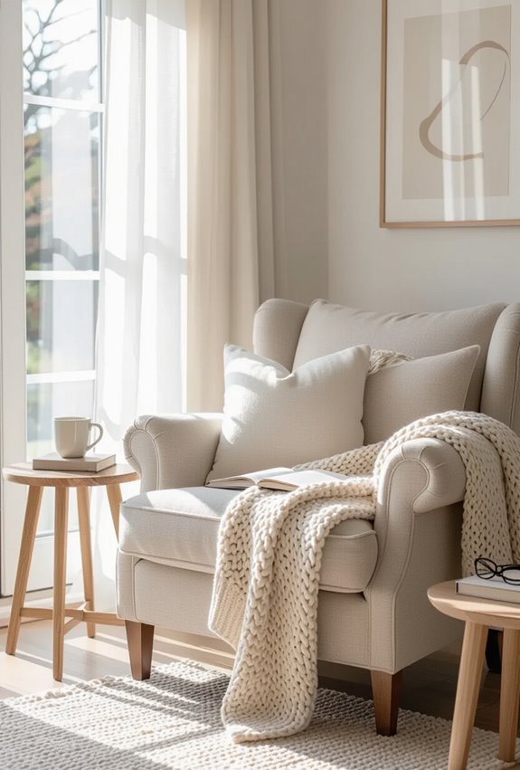 quiet sunlit corner reading nook