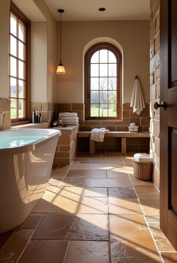 radiant heated flagstone floors