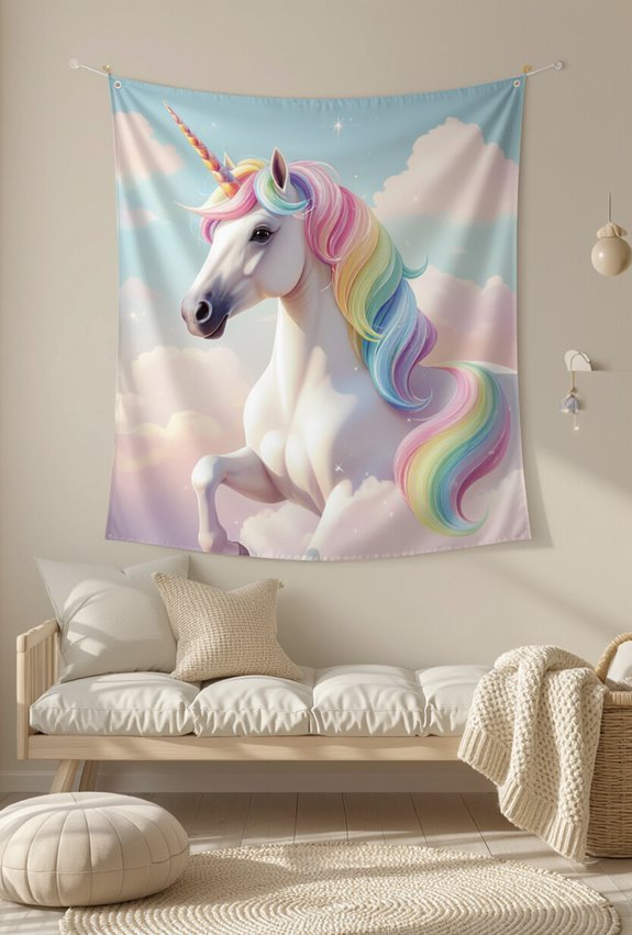 rainbow unicorn cozy tapestries
