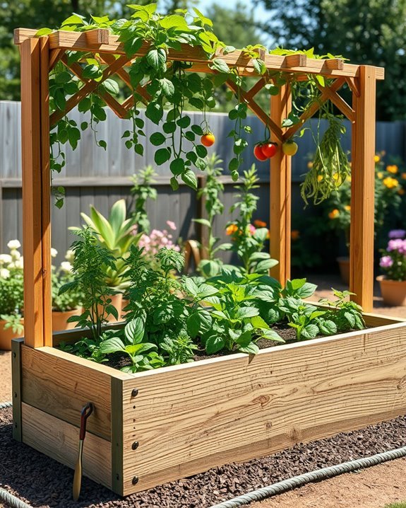raised bed trellis gardening
