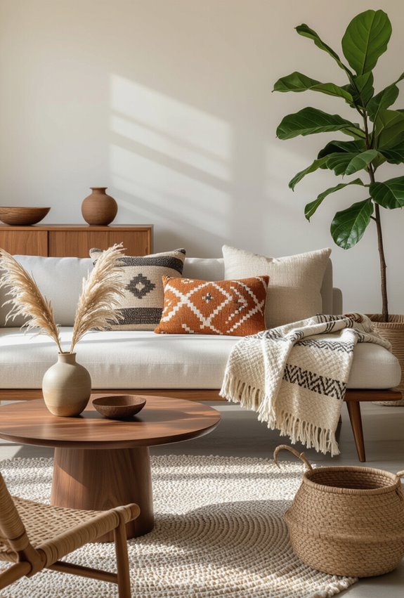 rattan chairs with global textiles
