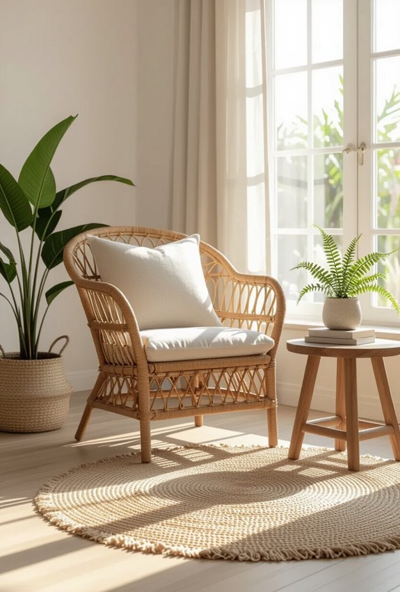 rattan jute grounding boho