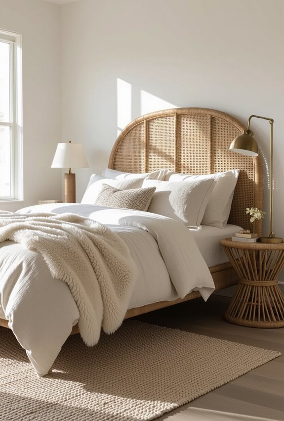 rattan shearling brass contrast