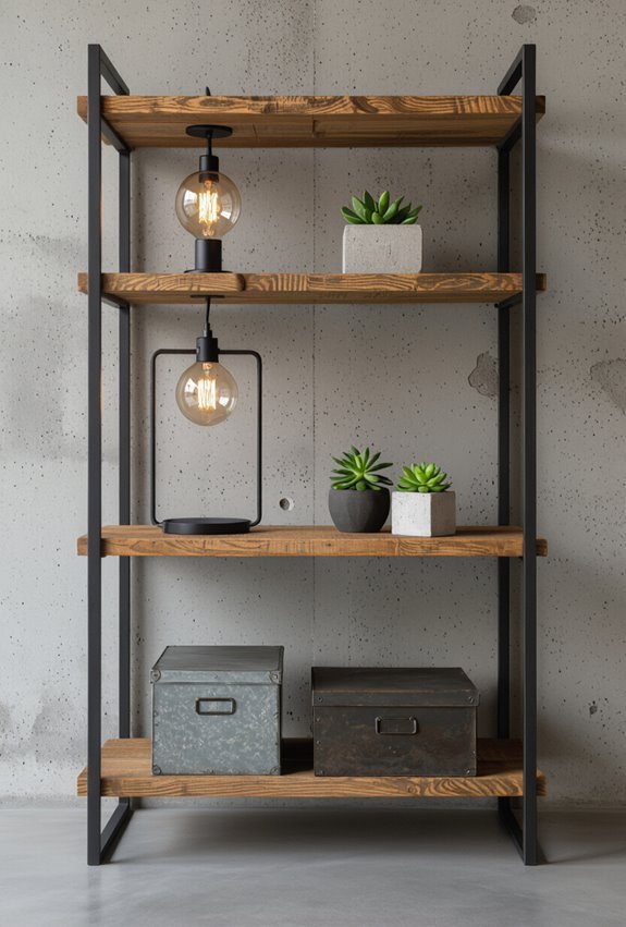 raw brick wood metal
