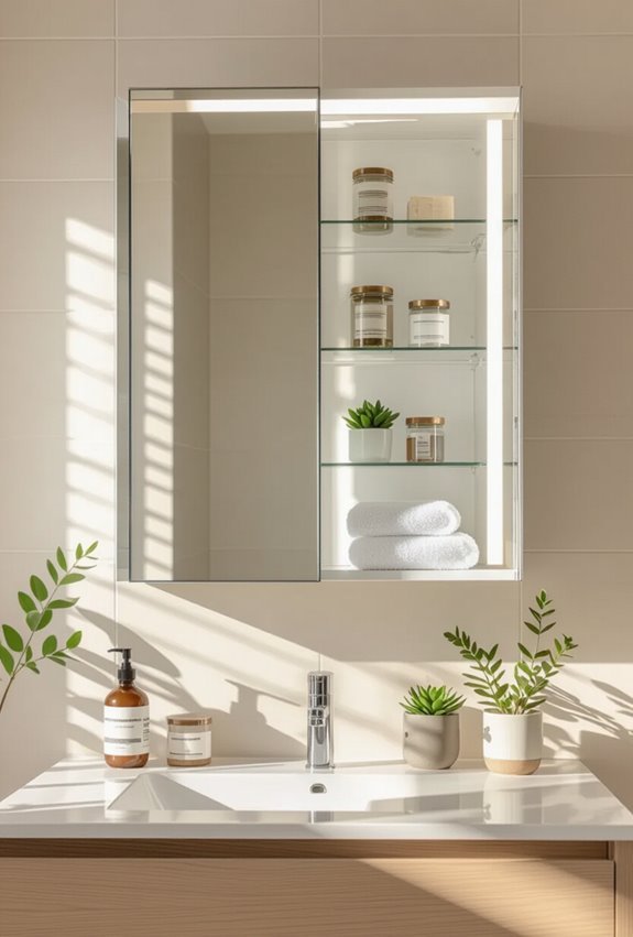 recessed flush mirror storage