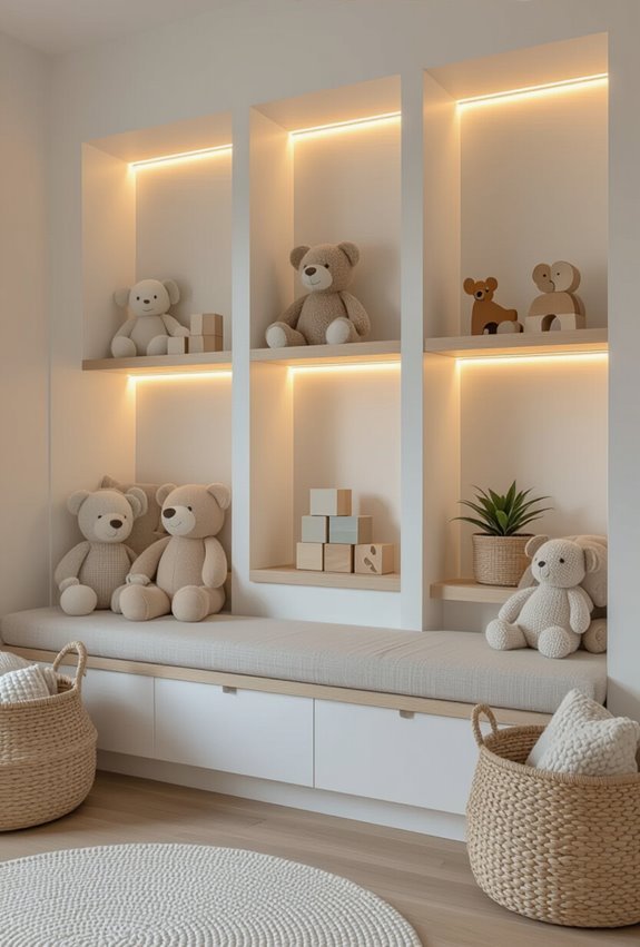 recessed kid height storage niches