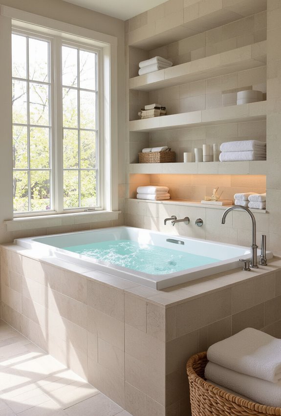 recessed ledges framing tub
