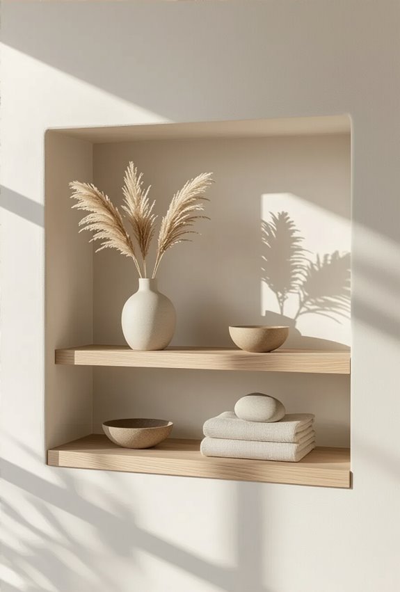 recessed lit seamless storage niches