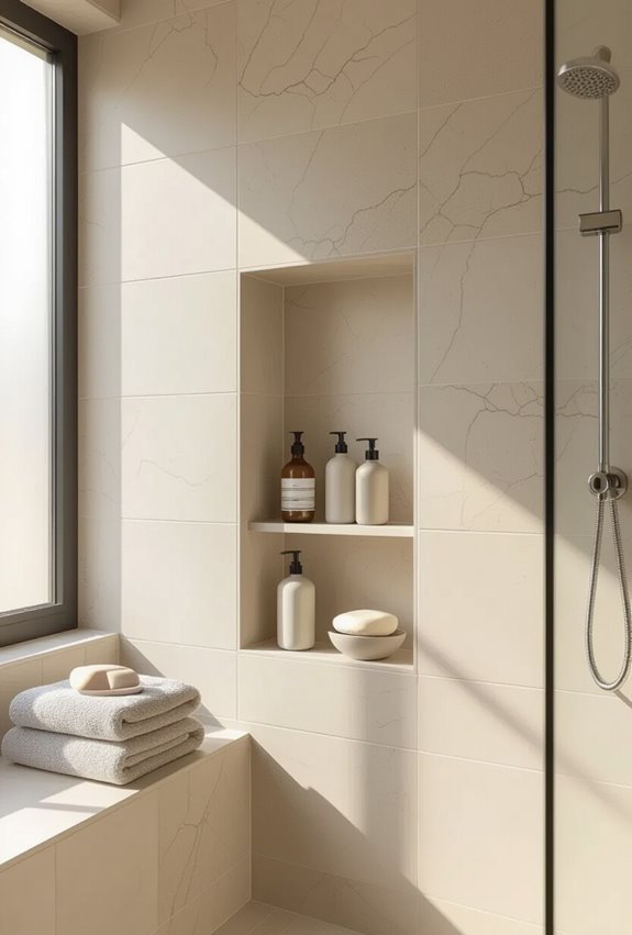 recessed minimalist shower niches