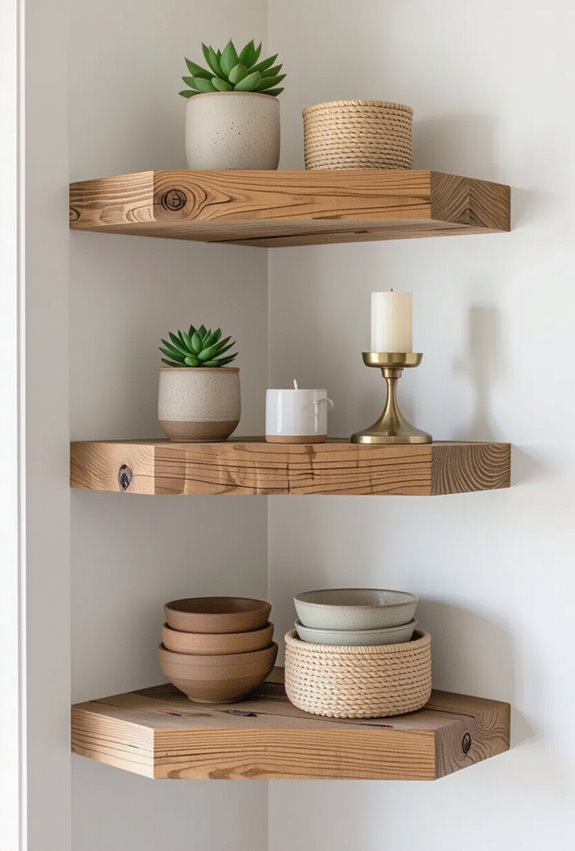 reclaimed live edge wooden shelves