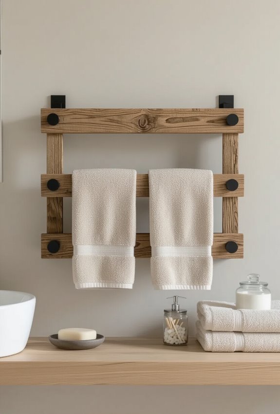 reclaimed rustic wall towel racks