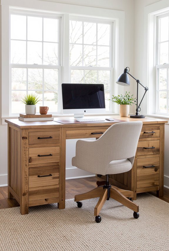 reclaimed rustic wood workspace