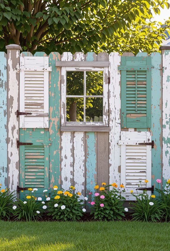 reclaimed shutters vintage garden fence