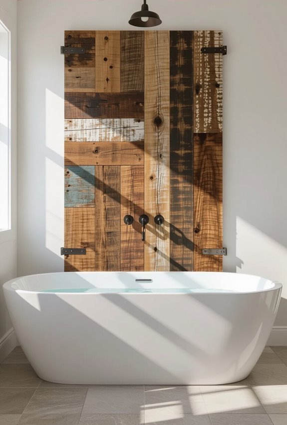 reclaimed timber and tiles