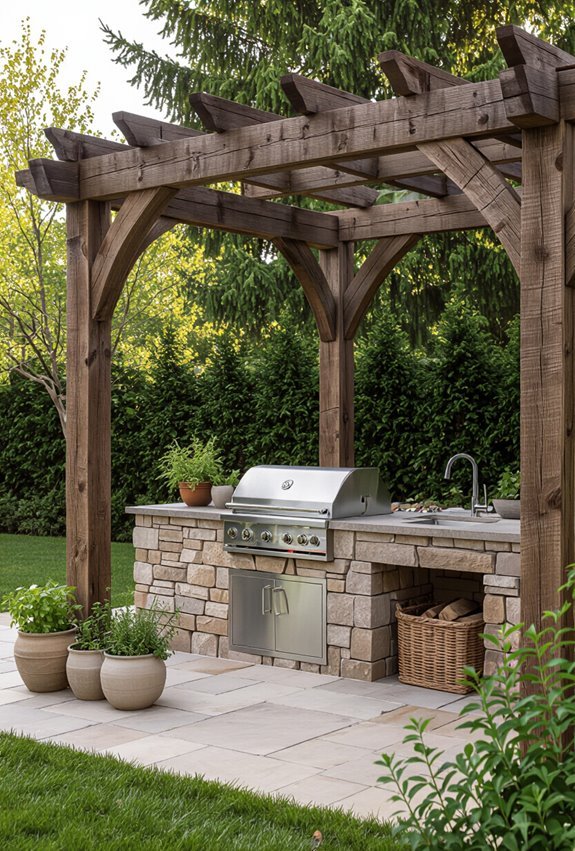 reclaimed timber pergola detailing