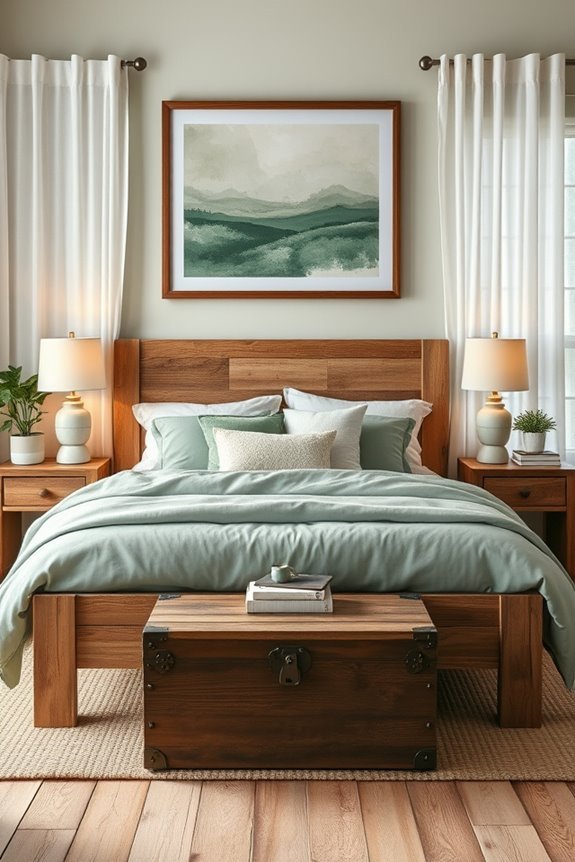 reclaimed wood and sage green