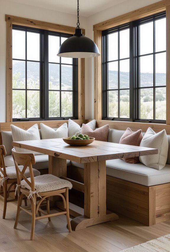 reclaimed wood banquette warmth