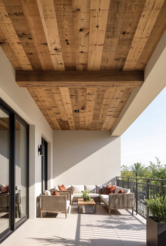 reclaimed wood ceiling and wall