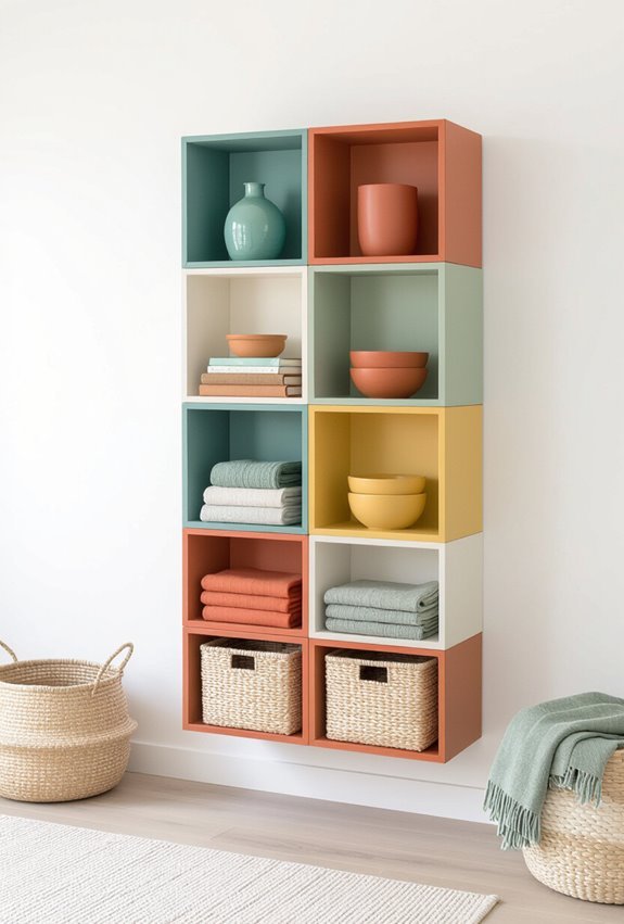reclaimed wood color block organization
