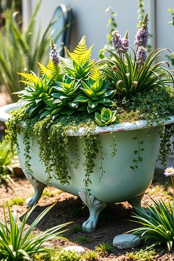recycled bathtub garden planter