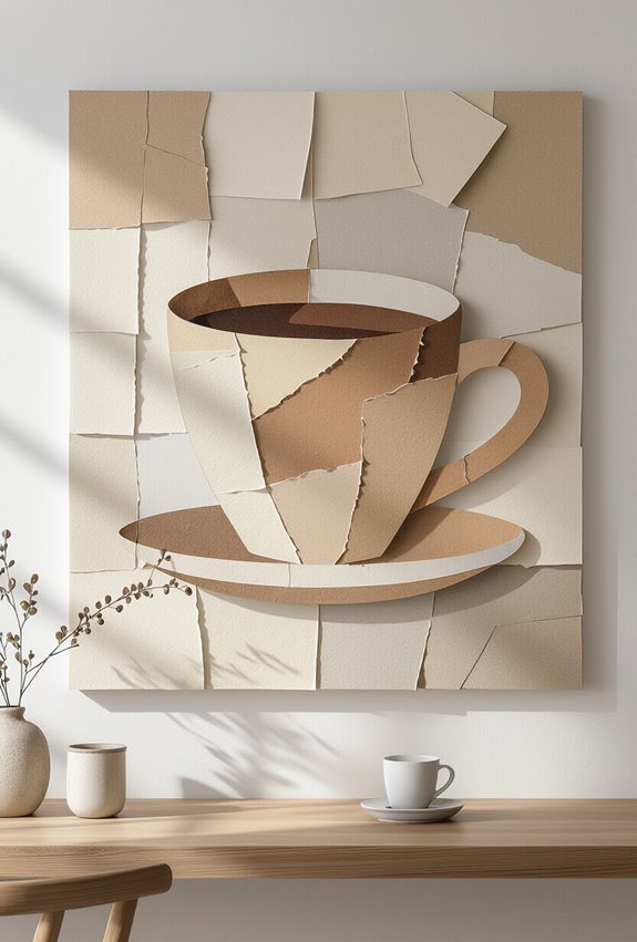 recycled coffee cup collages