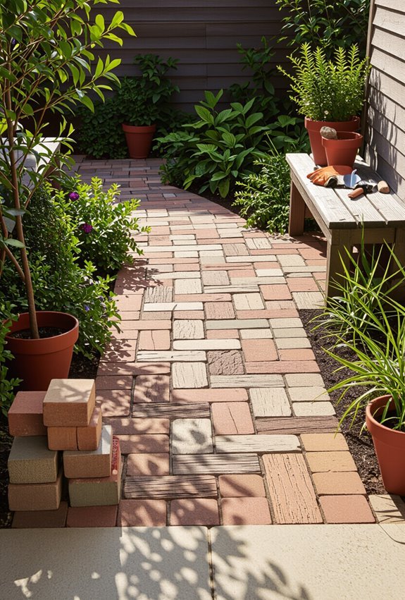 recycled materials garden path