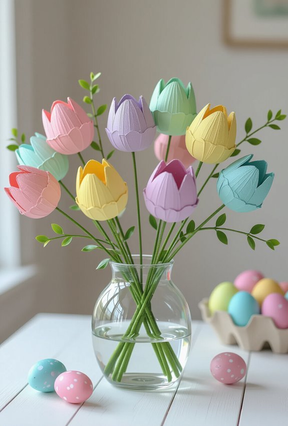 recycled painted egg carton flowers