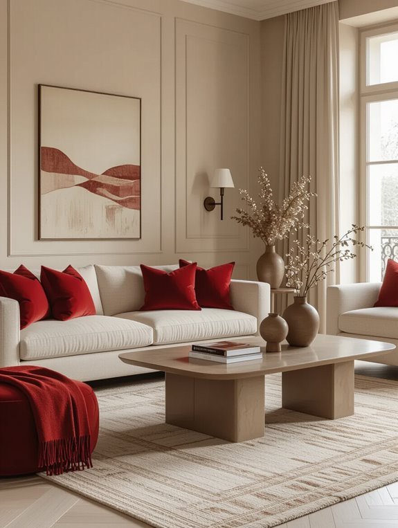 red and beige elegance