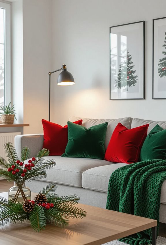 red and green accents