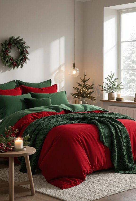 red and green bedding