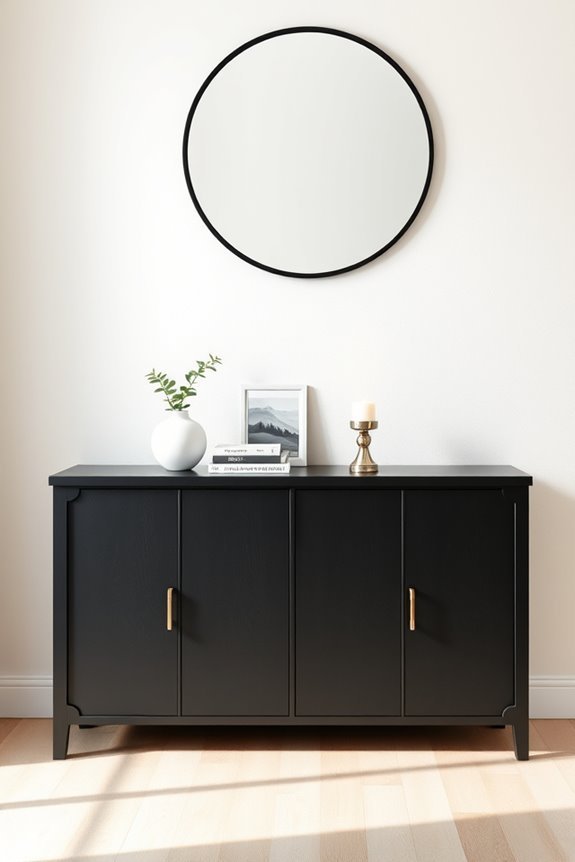 refined black hallway console